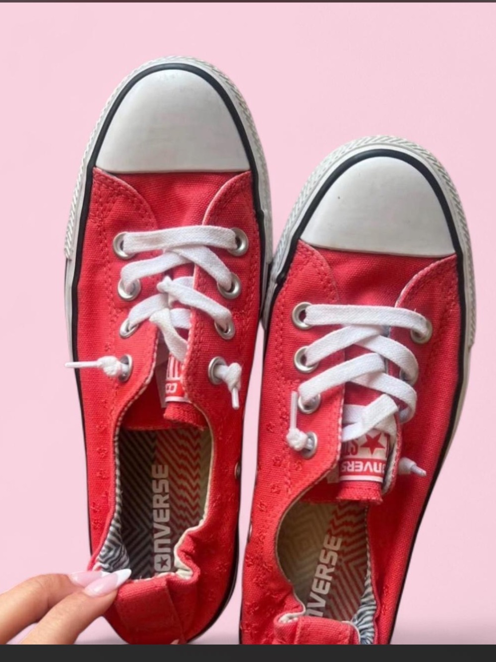 Womens Converse Chuck Taylor All Star Low Top – Coral Red- 6.5